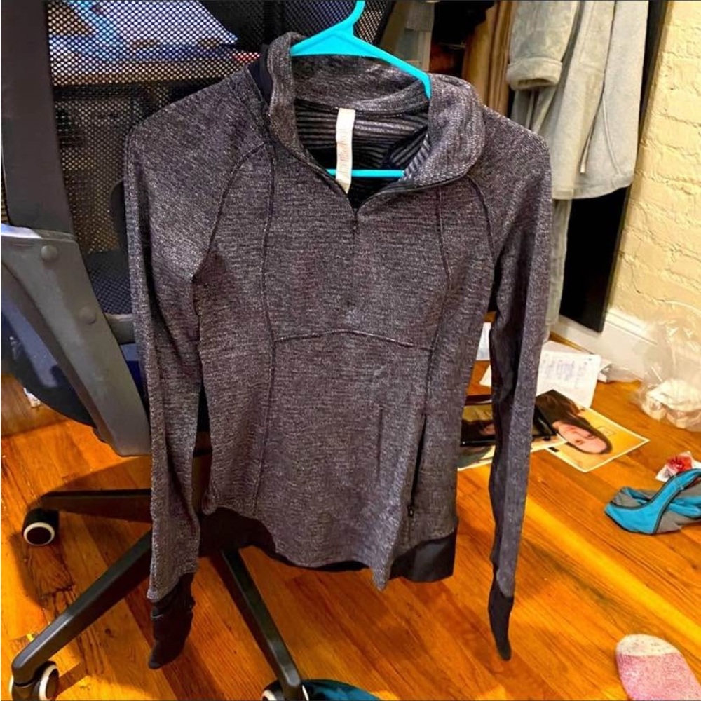 Lululemon Athletica Black and Gray Striped Pullover